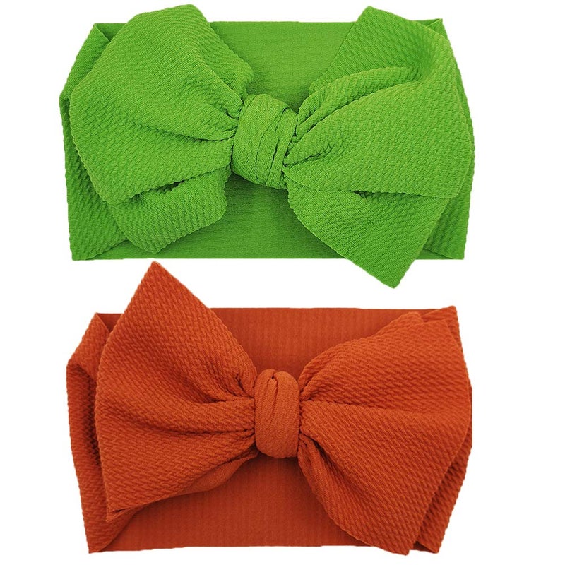 KIDOCHEESE Headbands with Bows, Big Bows Baby Girl Hairbands, 10 Pack, Soft Fabric, Adjustable Size, Hair Accessories for Newborn Infant Toddlers Kids - Image 2